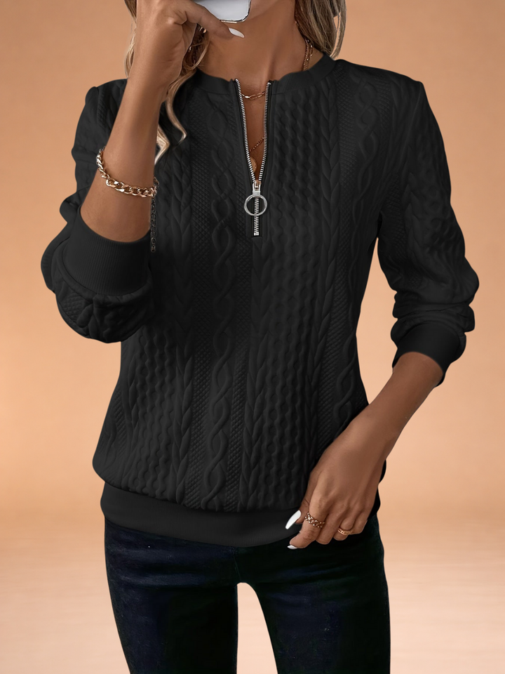 Emma | Zip-Up Cable Knit Sweater