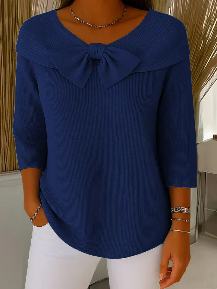 Celeste | Women's Sweater with Bow and Round Neckline