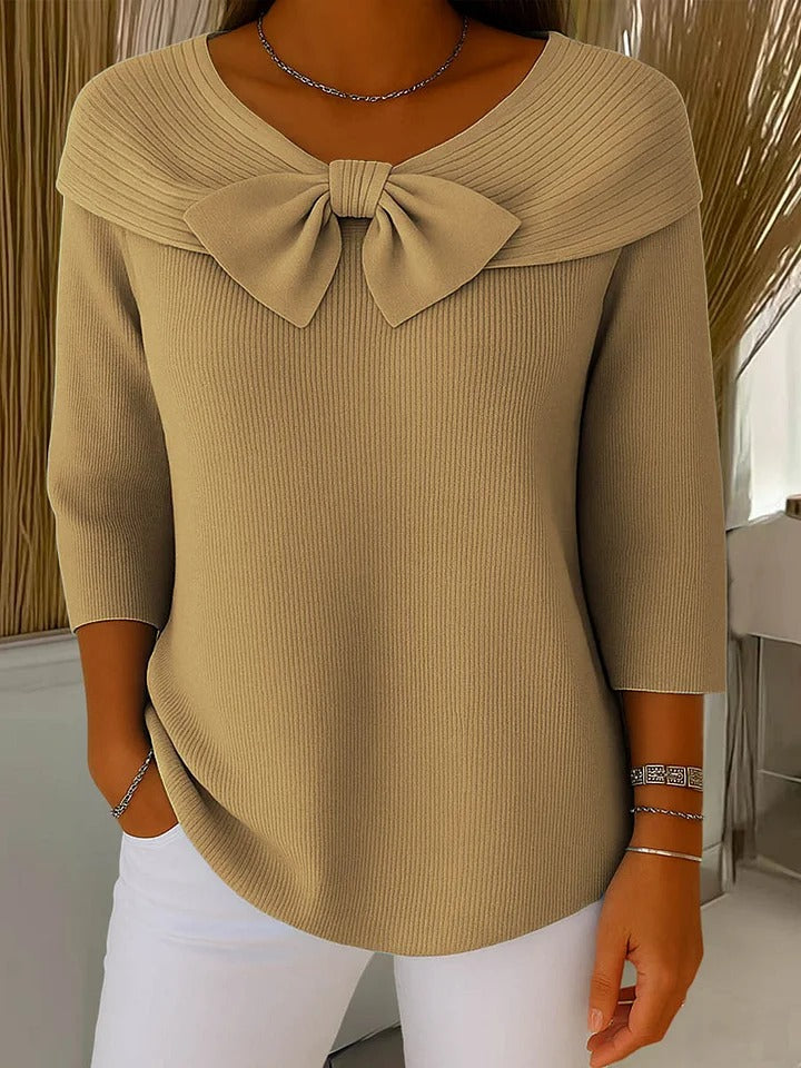 Celeste | Women's Sweater with Bow and Round Neckline