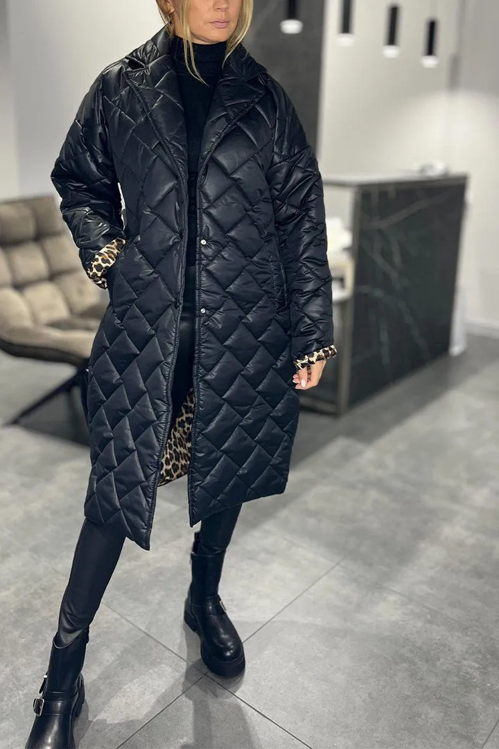 Ofira – Reversible Quilted Coat with Leopard Print Lining